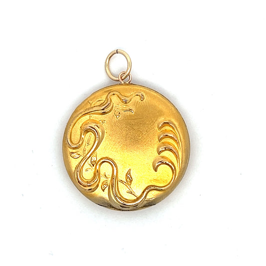 Vintage Art Nouveau Locket in 14k Yellow Gold