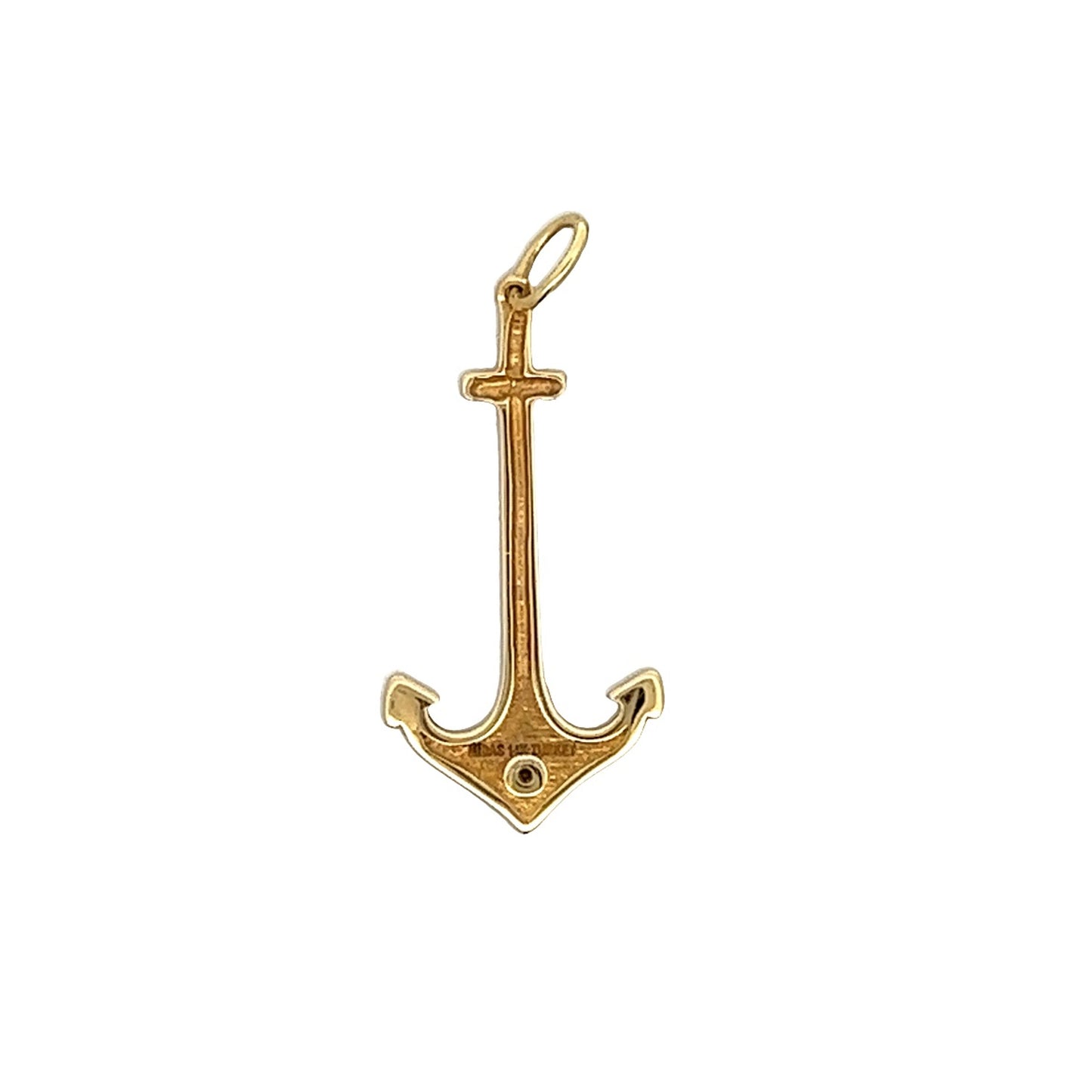 .01 Diamond Anchor Charm in 14k Yellow Gold