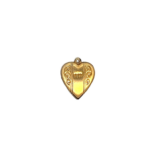Vintage Retro Heart Charm in 10k Yellow Gold