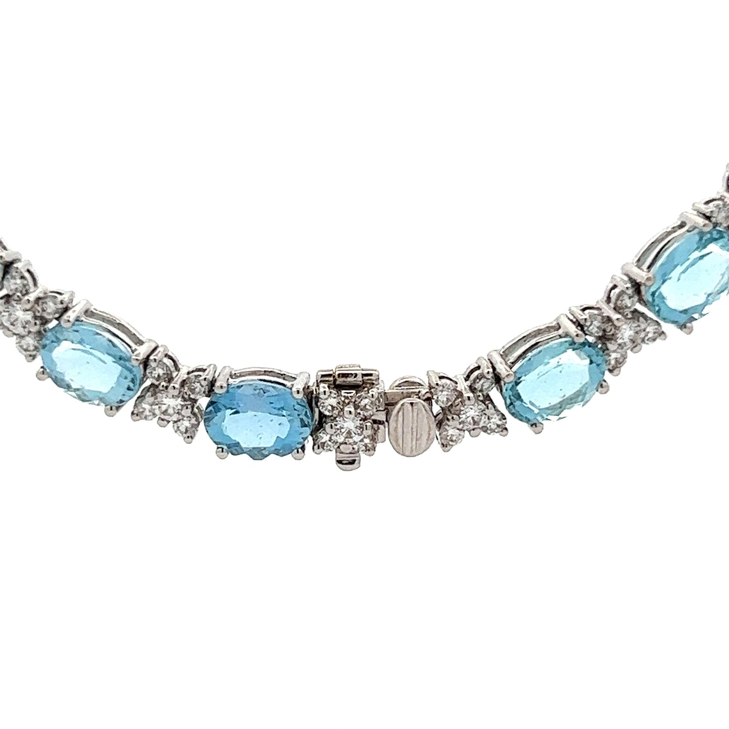 43.34 Aquamarine & Diamond Necklace in 18k White Gold