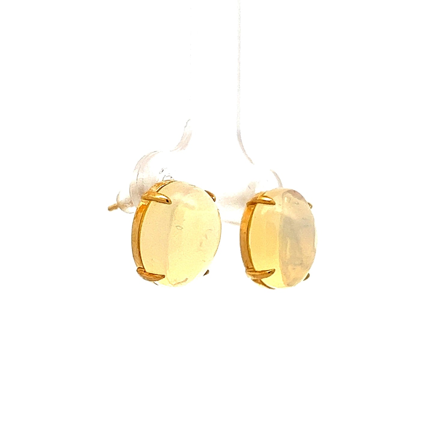 6.00 Opal Cabochon Stud Earrings in Yellow Gold