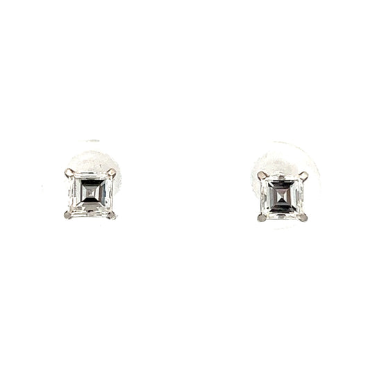 .65 Carre Cut Diamond Stud Earrings in Platinum