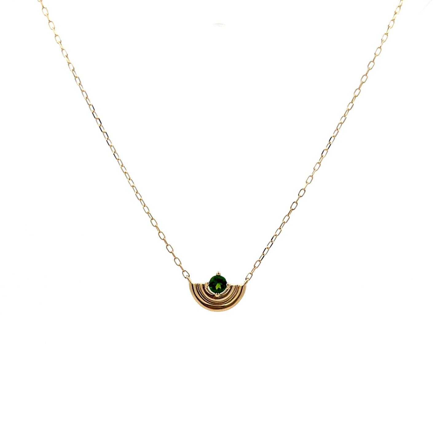 .14 Chrome Diopside Pendant Necklace in Yellow Gold