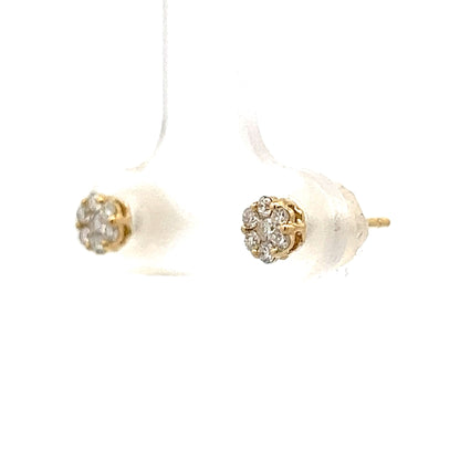 .22 Diamond Cluster Stud Earrings in 14k Yellow Gold