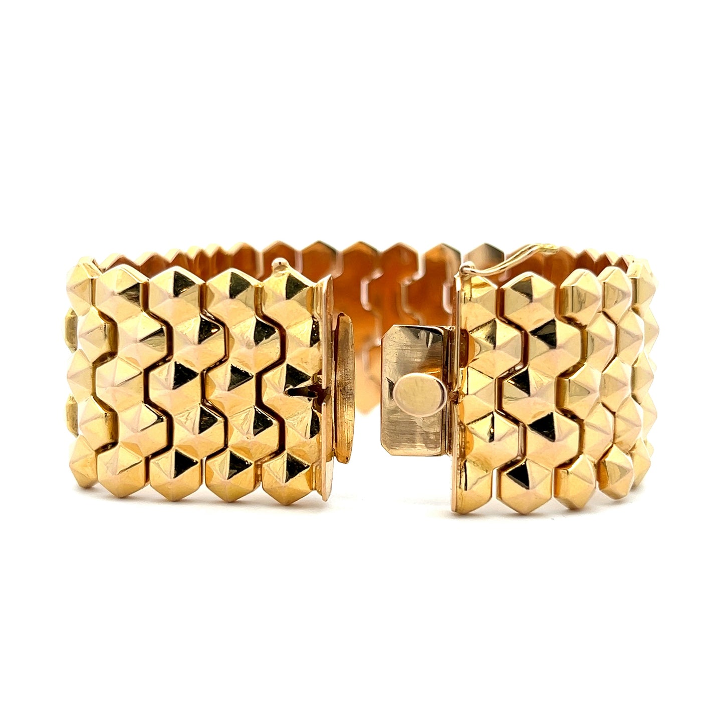 Wide Studded Bracelet in 18k Yellow Gold