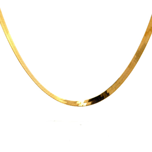 16 Inch Classic Herringbone Necklace in 14k Yellow Gold