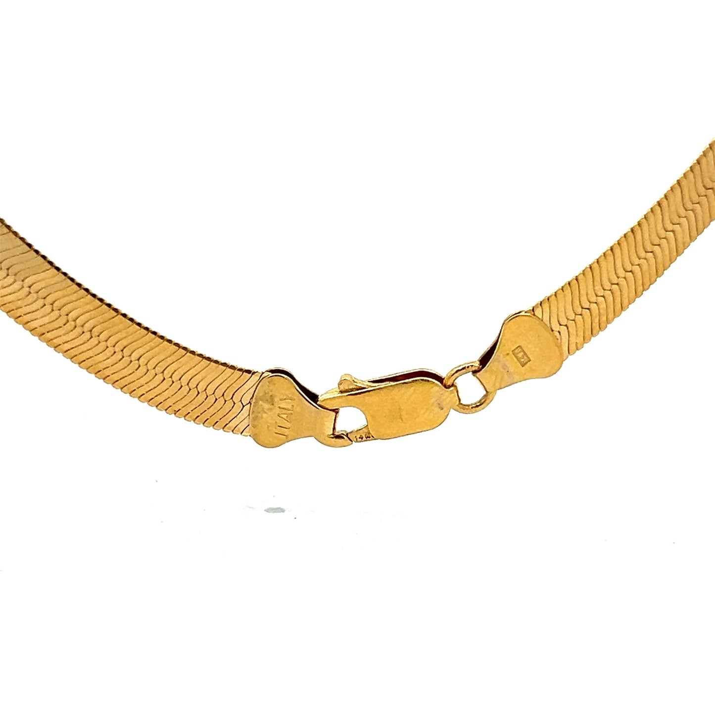 16 Inch Classic Herringbone Necklace in 14k Yellow Gold