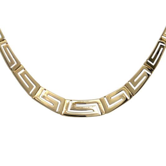 Greek Key Collar Necklace in 14k Yellow Gold