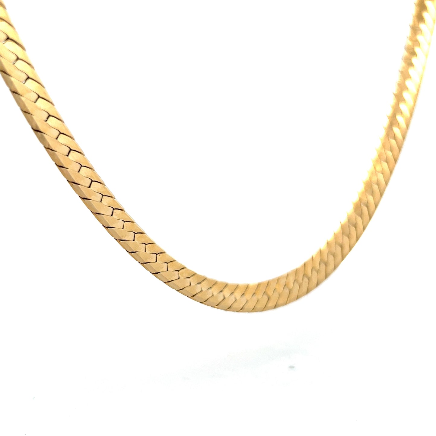 Unisex Herringbone Chain Necklace in 14k Yellow Gold