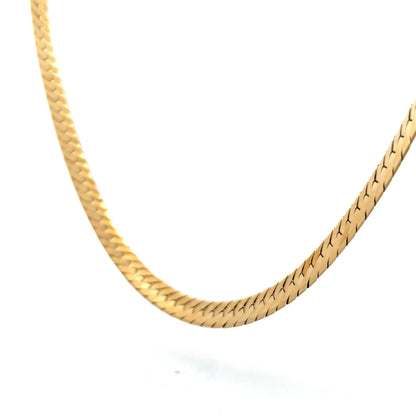 Unisex Herringbone Chain Necklace in 14k Yellow Gold