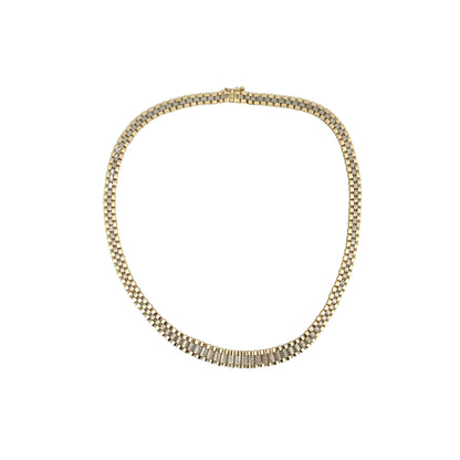 Watch Link Style Chain Necklace in 14k Yellow & White Gold