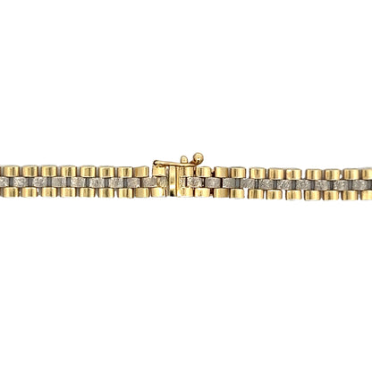 Watch Link Style Chain Necklace in 14k Yellow & White Gold
