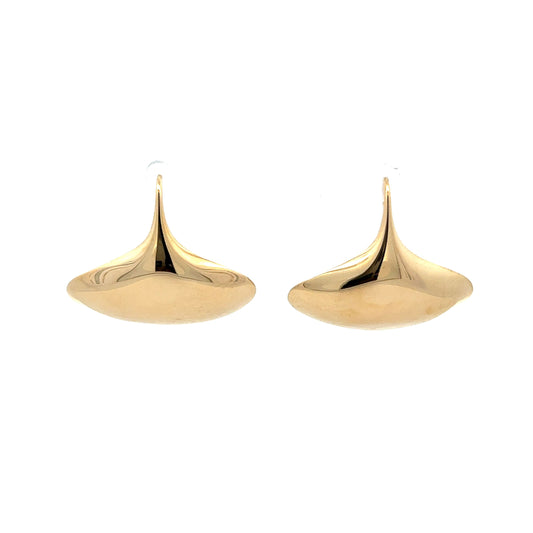 Oblong Saucer Drop Earrings in 14k Yellow Gold