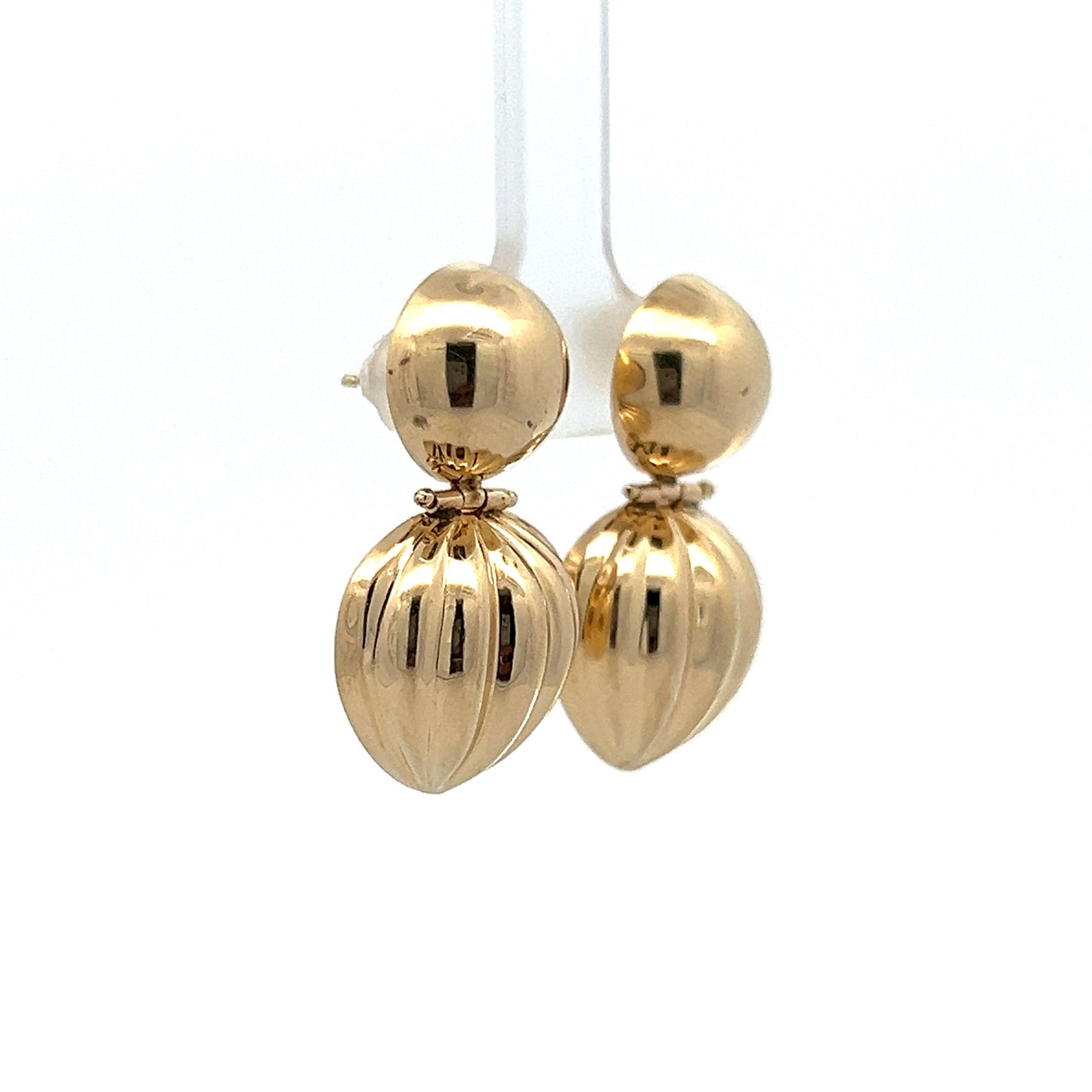Embellished Bell Dangle Earrings in 14k Yellow gold