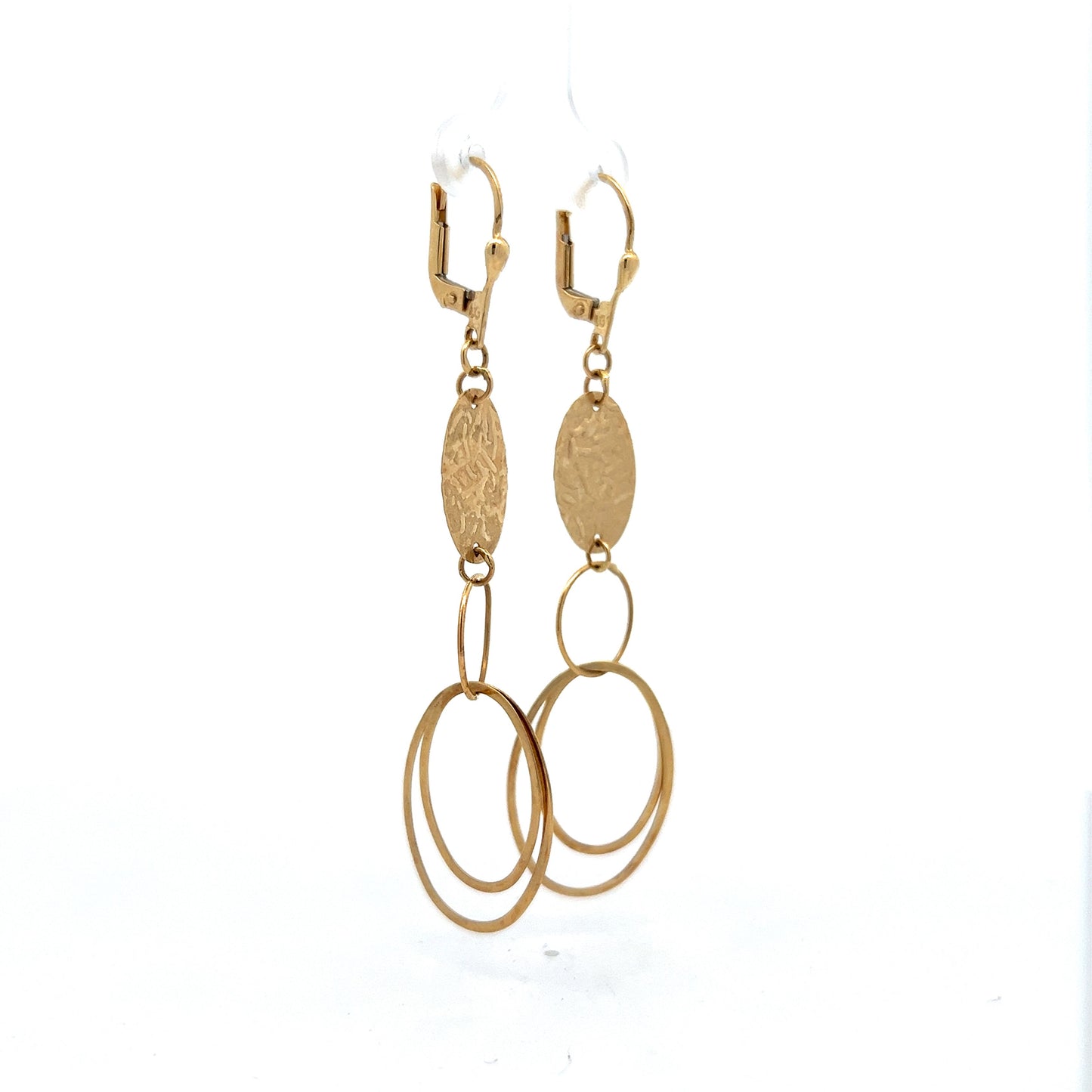 Circular Dangle Drop Earrings in 14k Yellow Gold