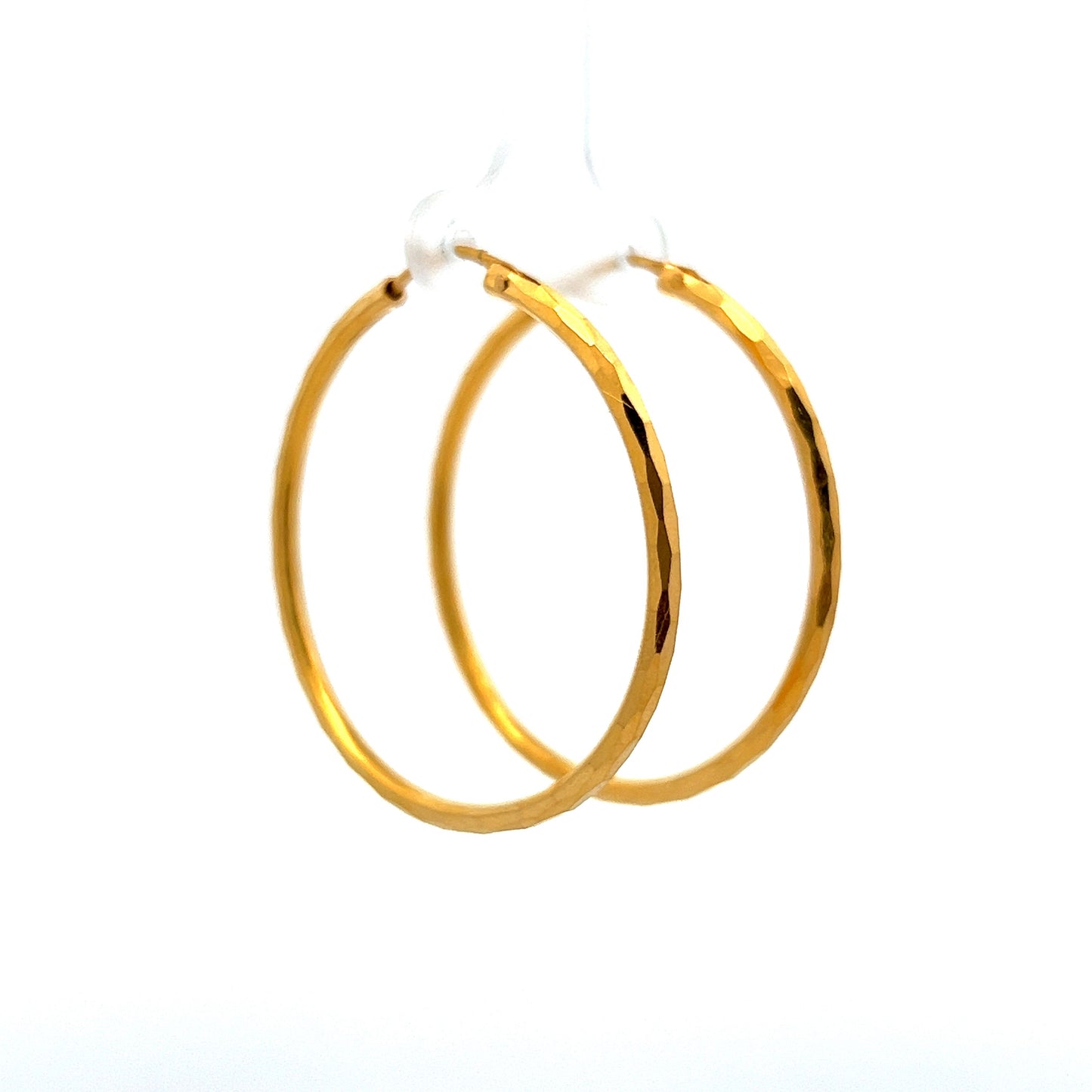 Classic Textured Hoop Earrings in 22k Yellow Gold