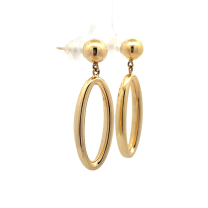 Oval Shaped Dangle Earrings in 14k Yellow Gold