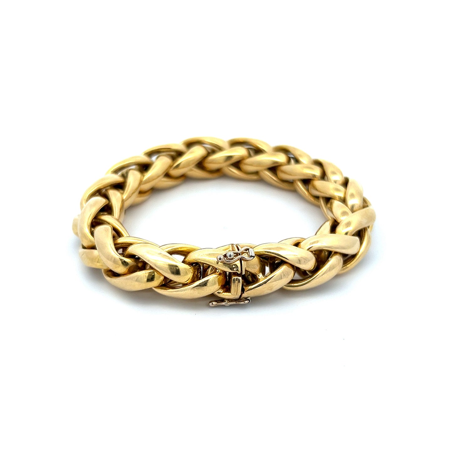 Woven Wheat Chain Bracelet in 18k Yellow Gold