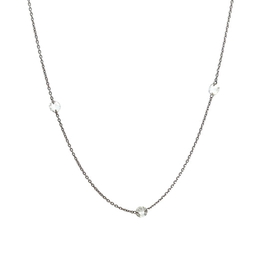 1.98 Rose Cut Diamond Necklace in 18k White Gold