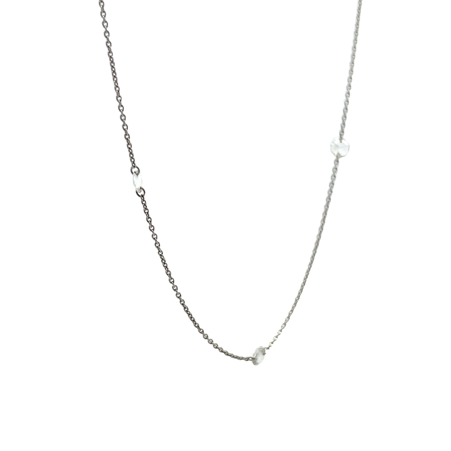 1.98 Rose Cut Diamond Necklace in 18k White Gold
