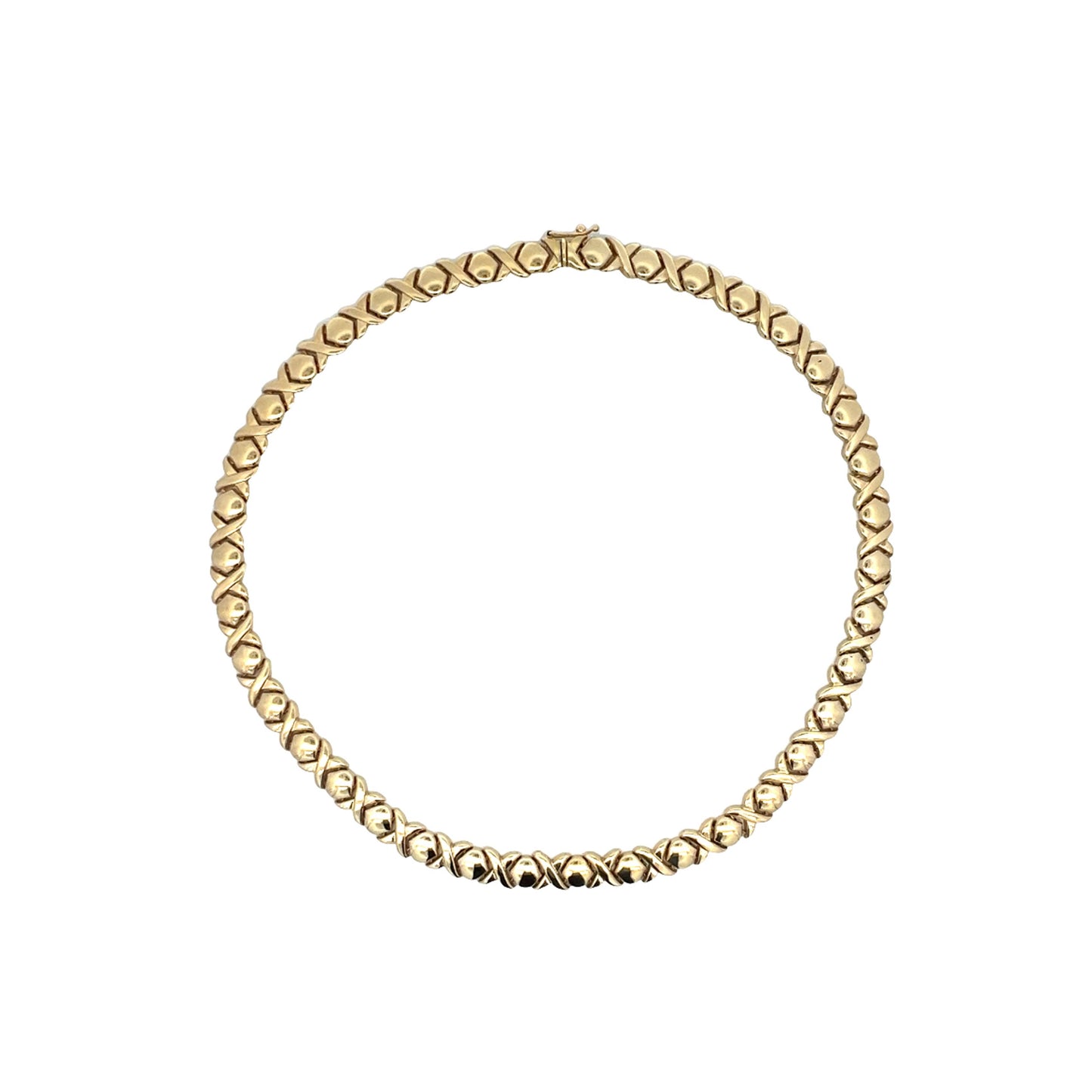 X & O Pattern Necklace in 14k Yellow Gold