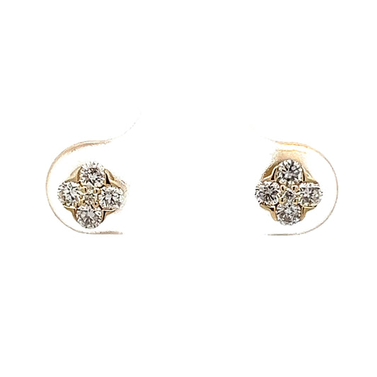 .39 Diamond Cluster Stud Earrings in 14k Yellow Gold
