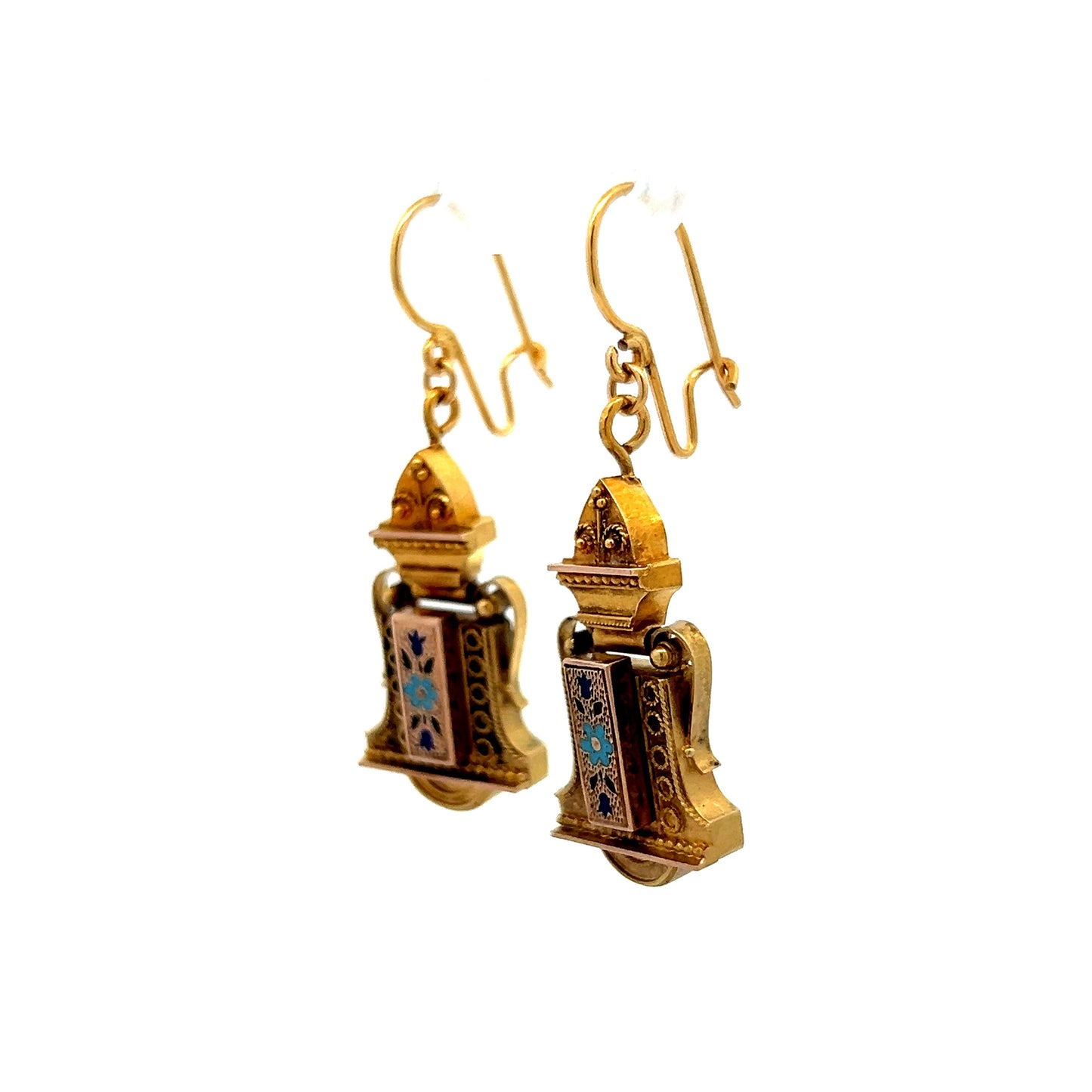 Antique Victorian Drop Earrings in 14k Yellow Gold