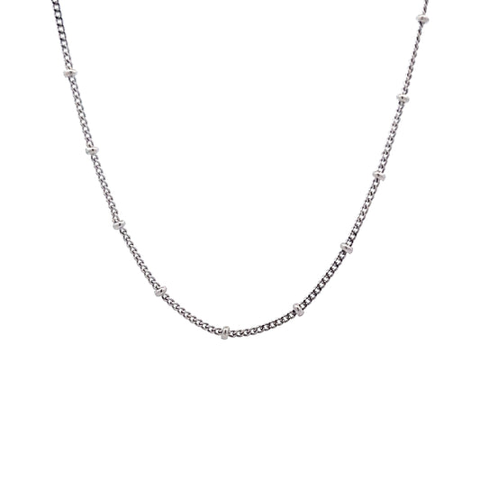 17 Inch Bead & Cable Chain in 14k White Gold