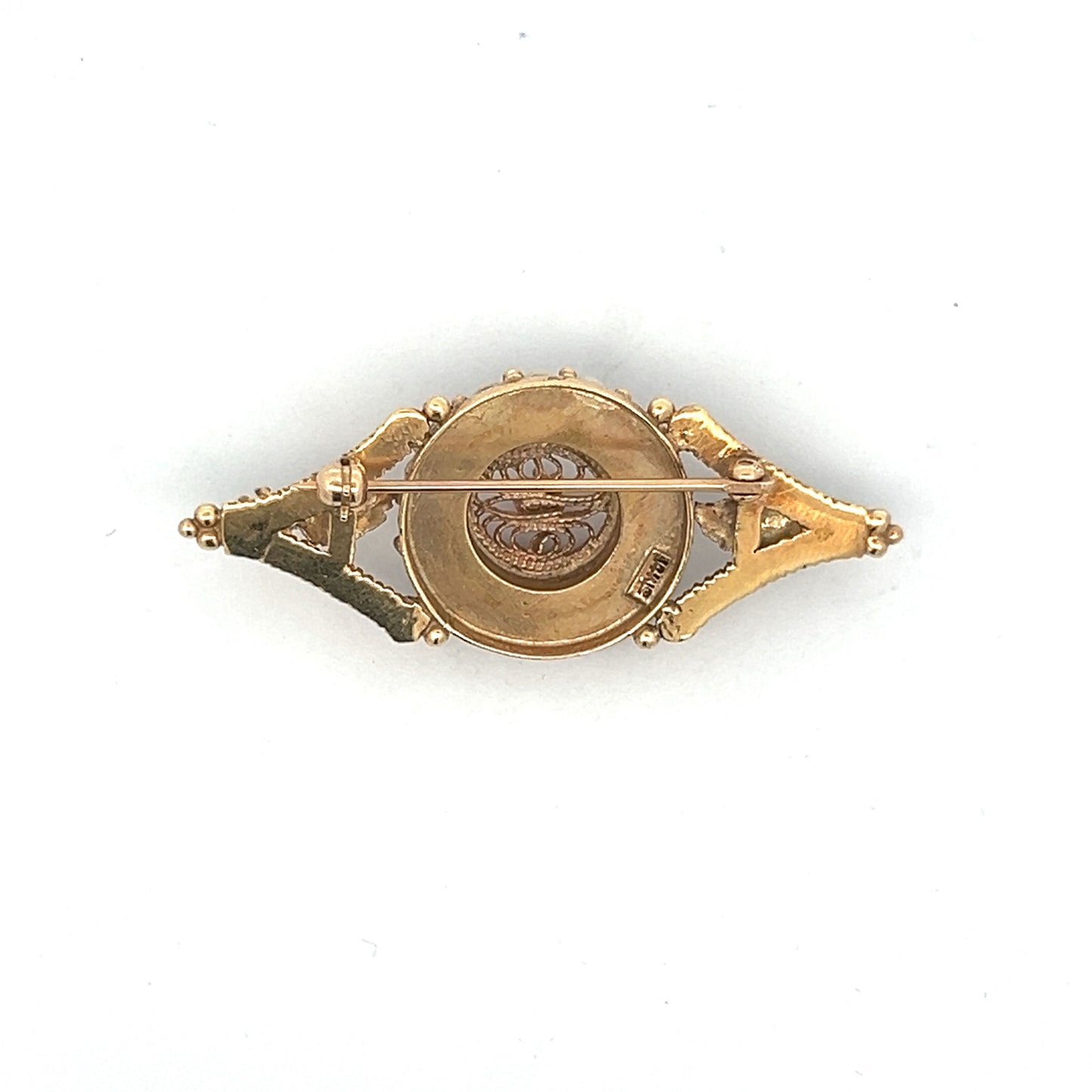 Vintage 1960's Pearl Brooch in 14k Yellow Gold