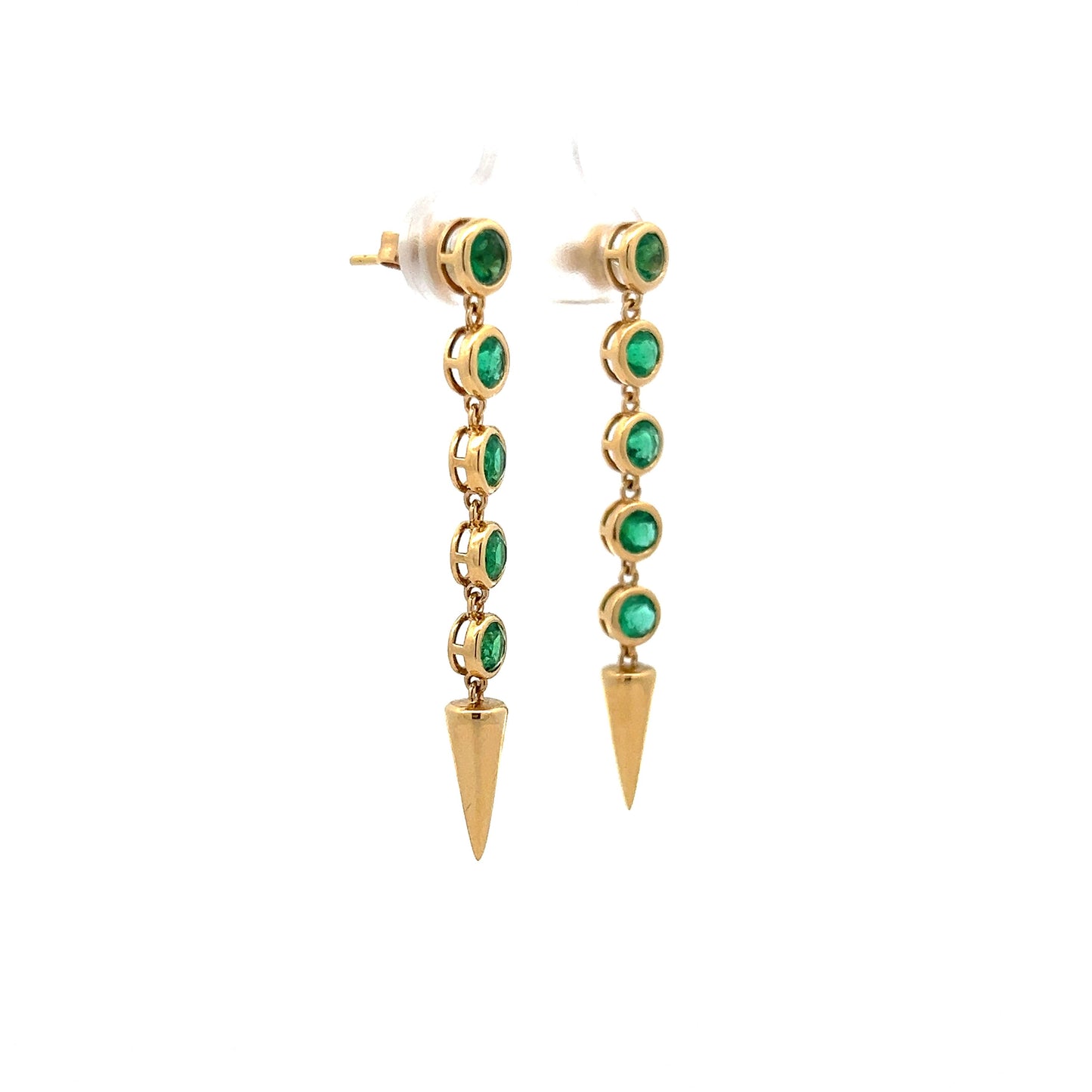 1.50 Emerald Drop Earrings in 18k Yellow Gold