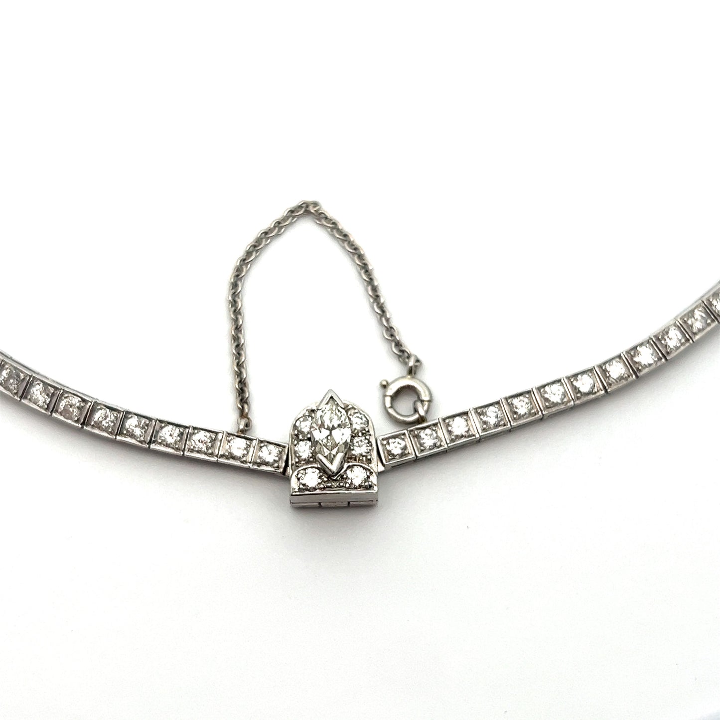 6.24 Vintage Mid-Century Tennis Necklace in Platinum