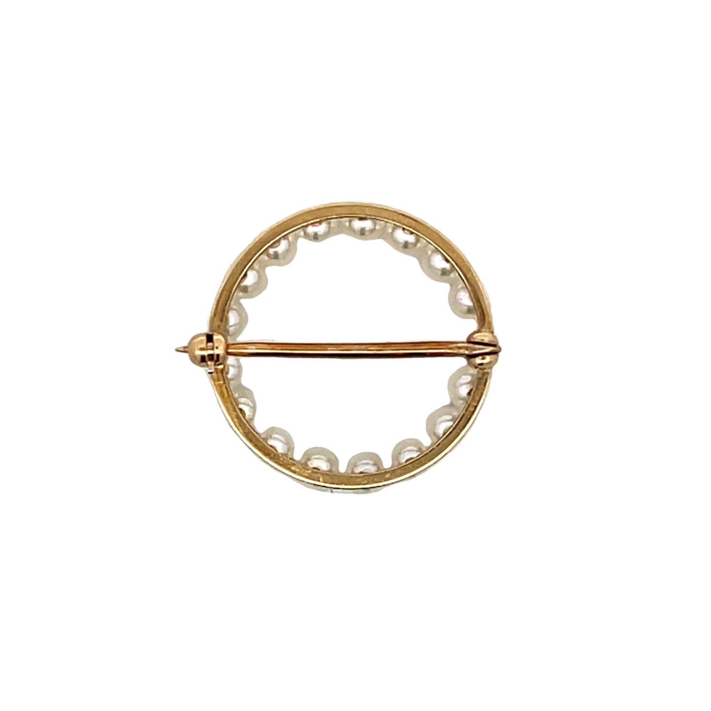 Circular Pearl Brooch in 14k Yellow Gold