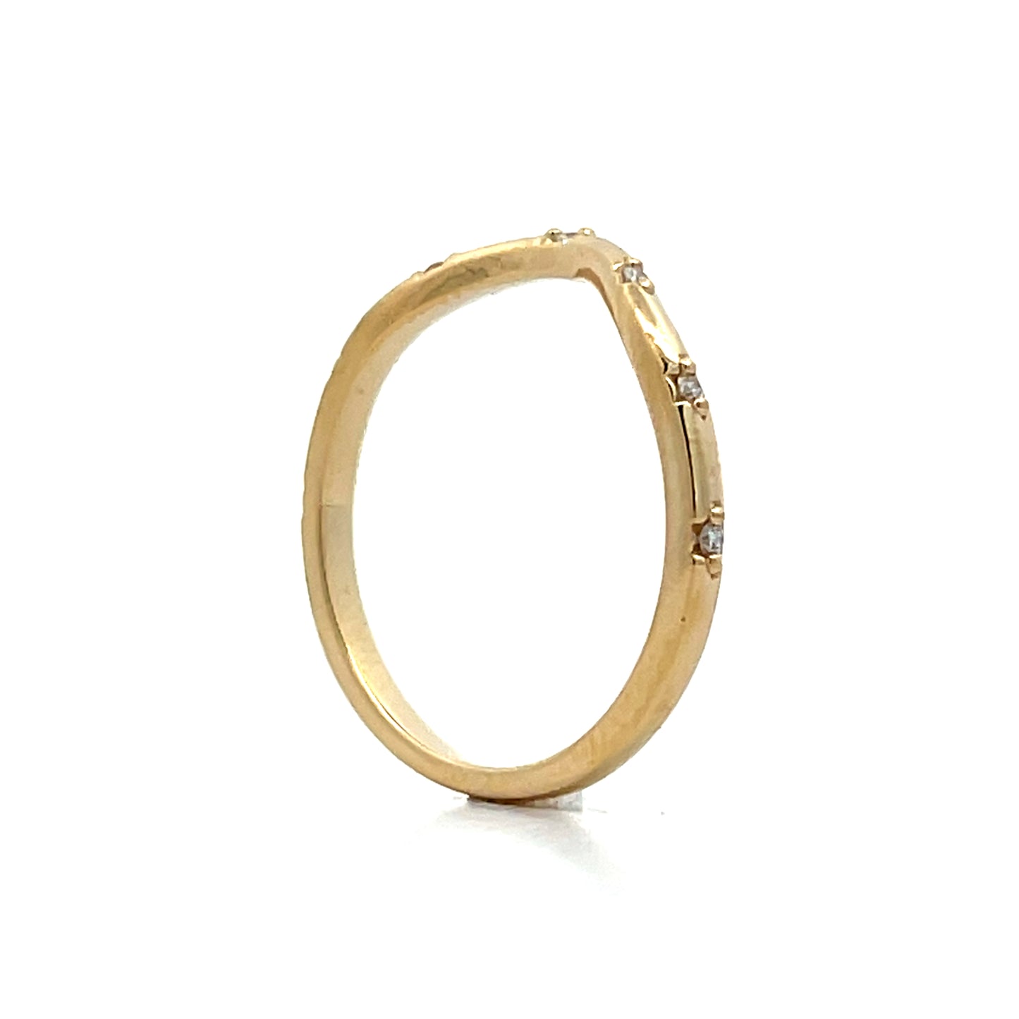 .10 Flush Set Diamond Contour Wedding Band in 14k