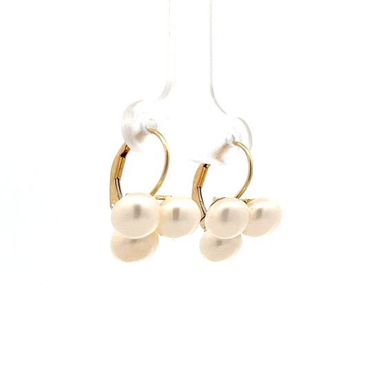 Pearl Cluster Dangle Earrings in 14k Yellow Gold
