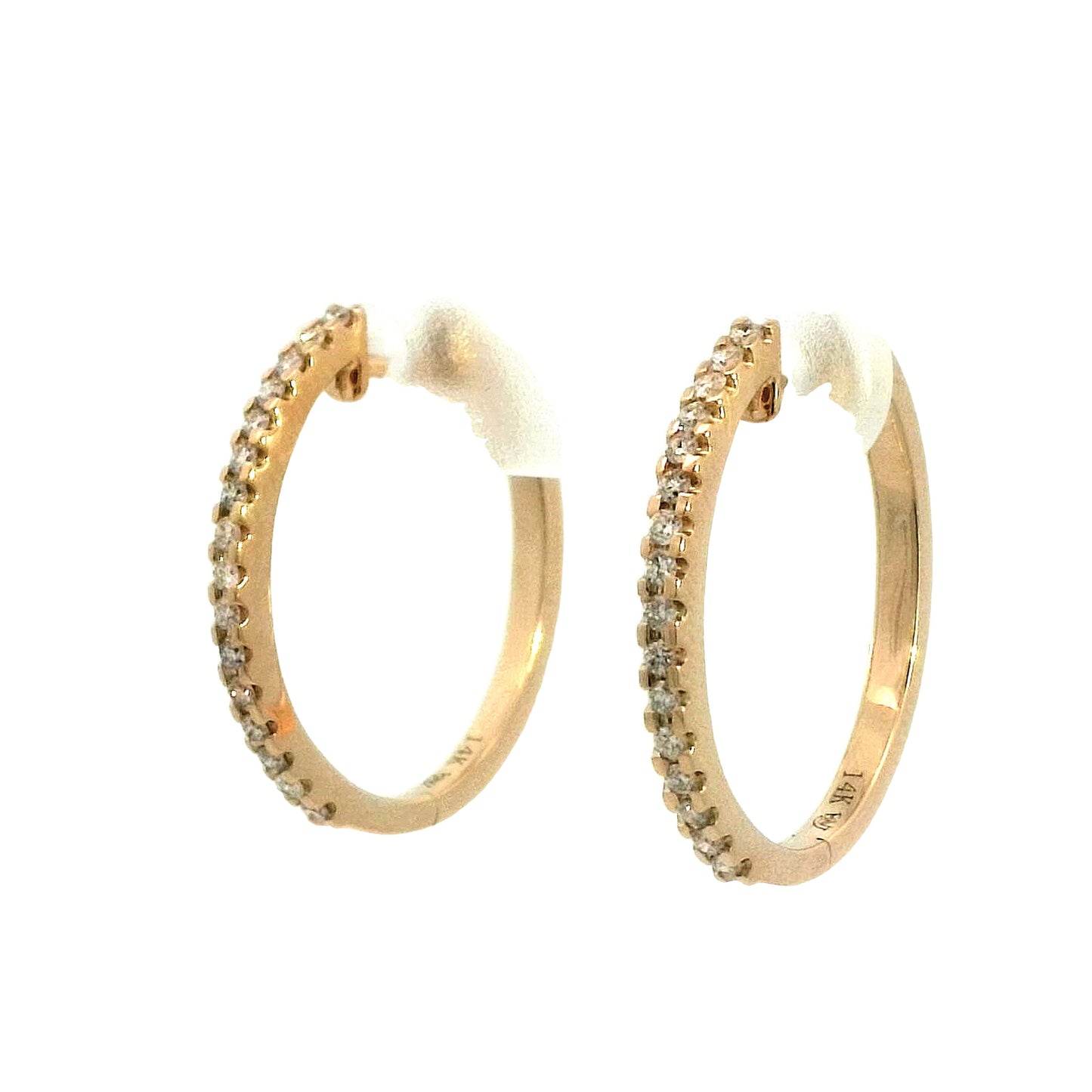 .28 Diamond Hoop Earrings in 14k Yellow Gold