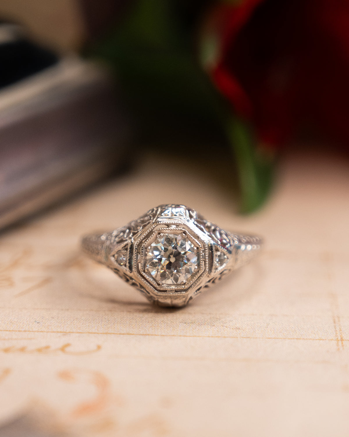 .67 Antique Old European Diamond Engagement Ring Platinum