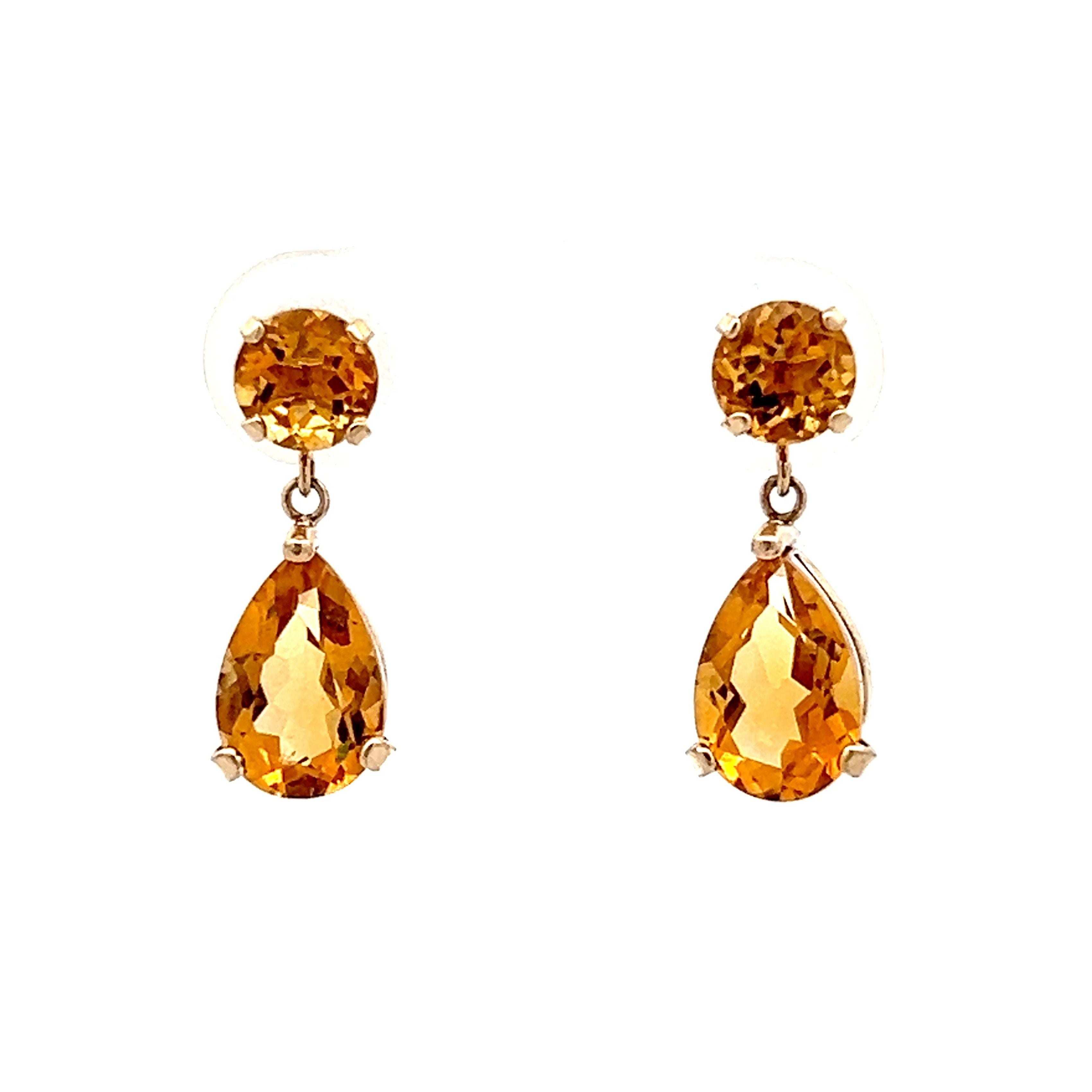 14K on sale Gold Citrine CZ Earrings