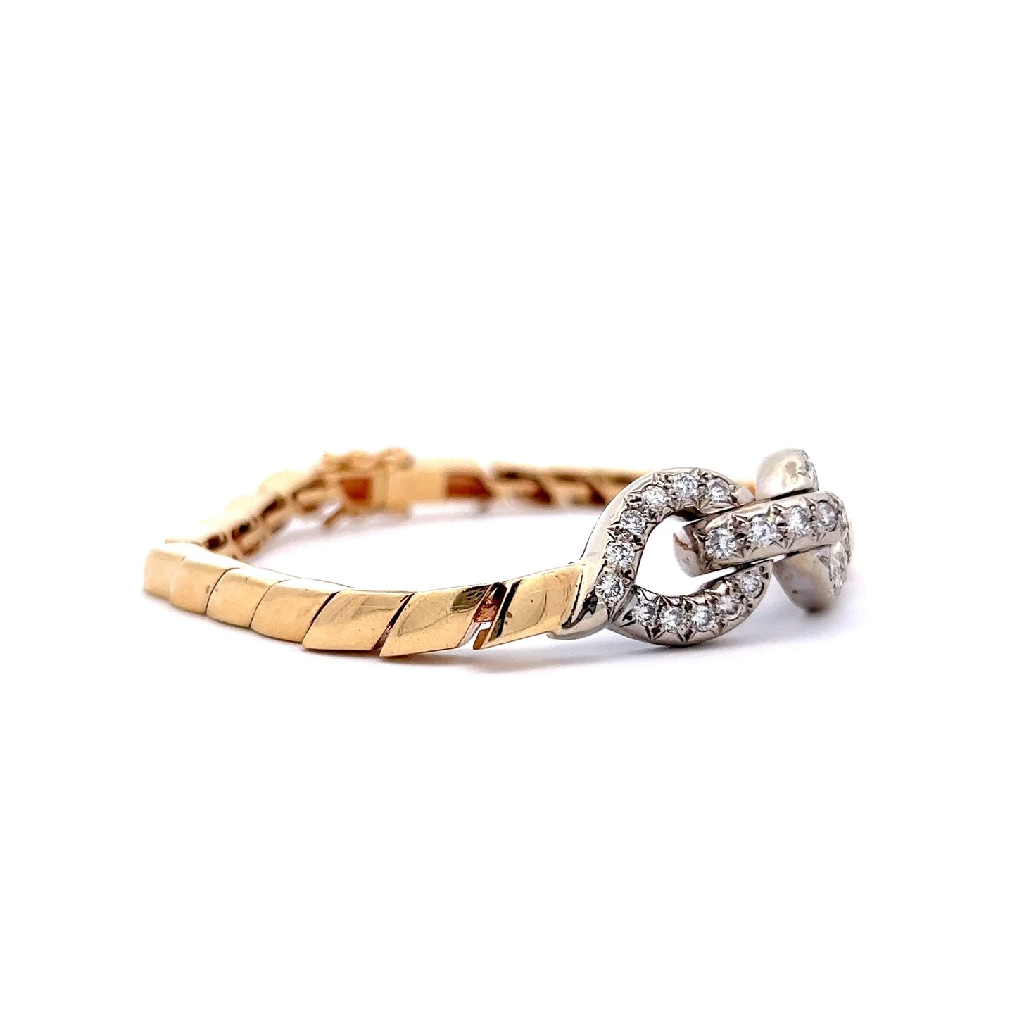 1.35 Diamond Knot Bracelet in 14k Yellow & White Gold