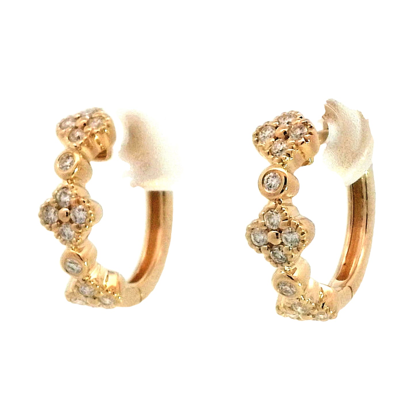 .28 Cluster Diamond Hoop Earrings in 14k Yellow Gold