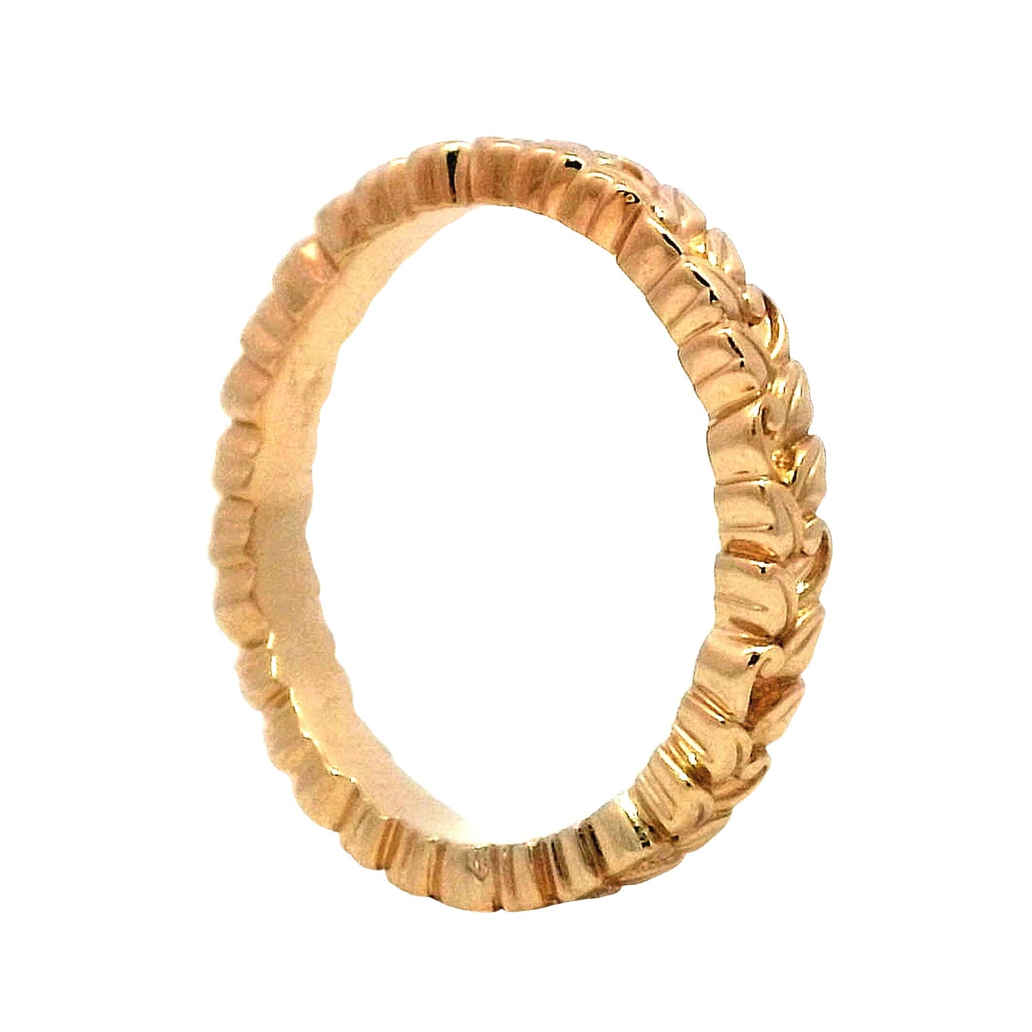 Leaf Textured Stacking Band in 14k Yellow Gold