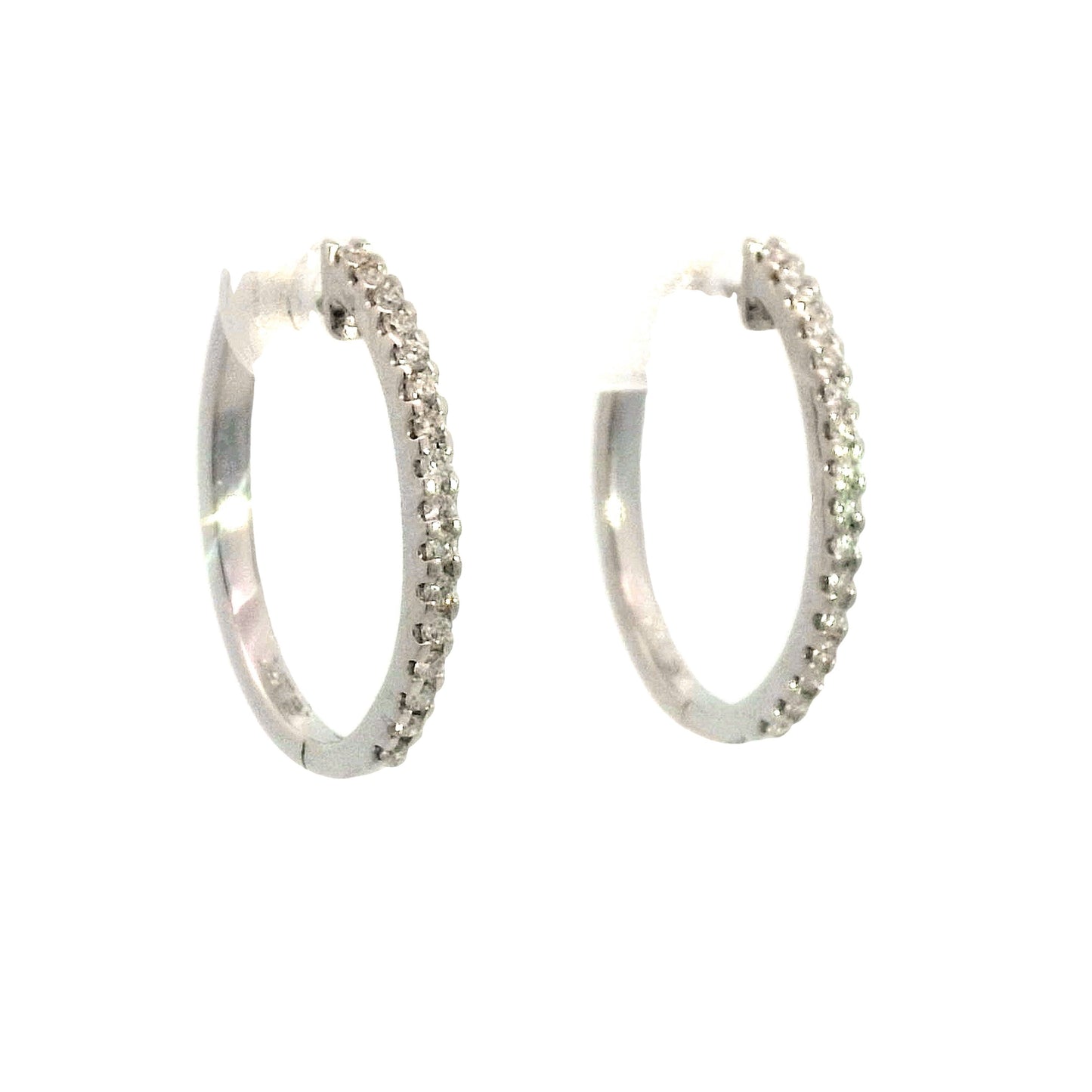.28 Classic Diamond Hoop Earrings in 14k White Gold
