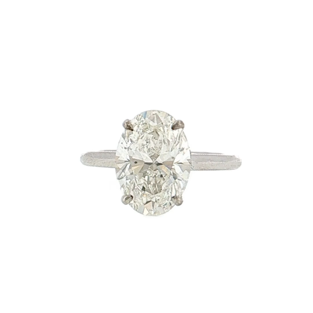 4.02 Oval Diamond Engagement Ring 18K White Gold