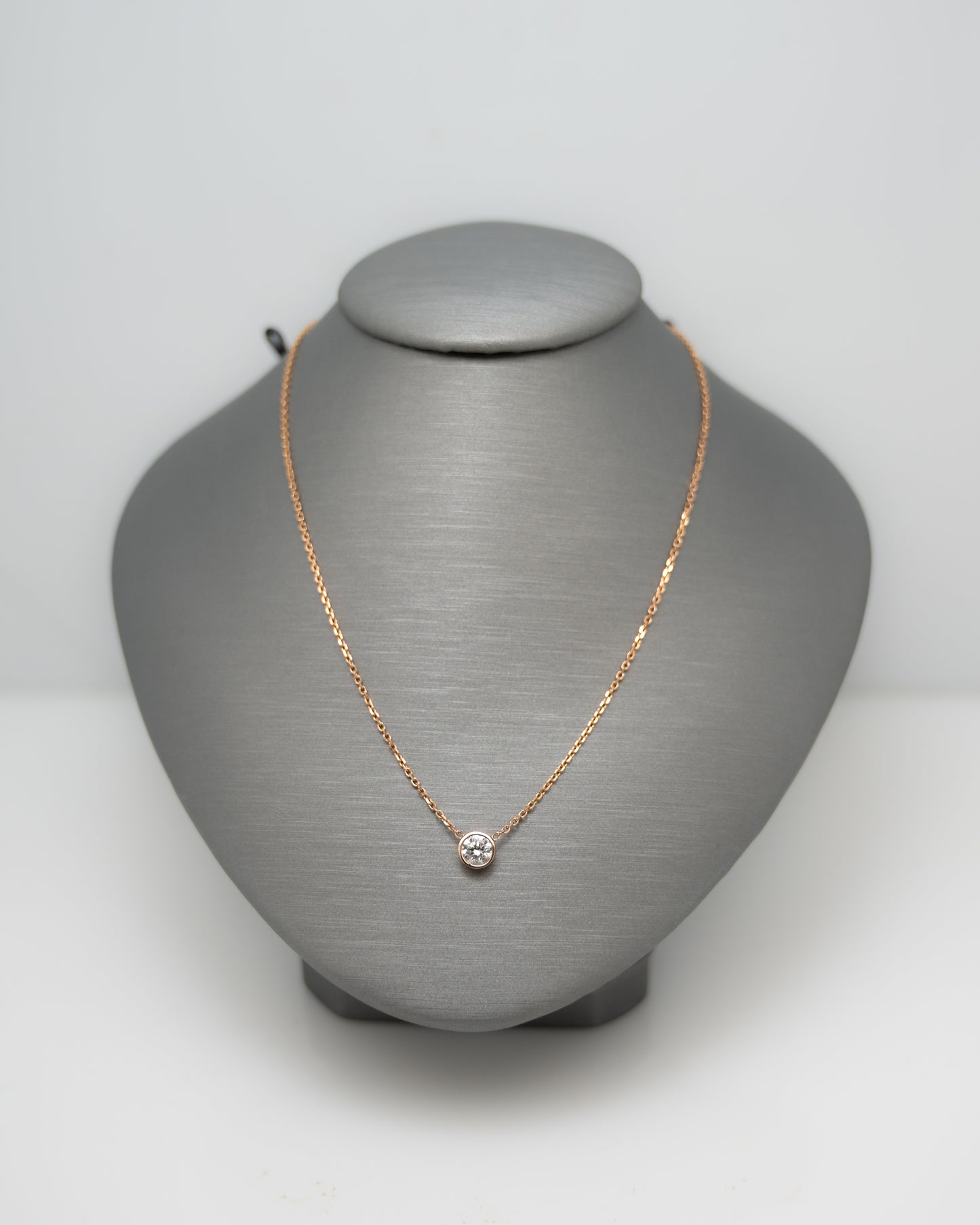 .41 Diamond Bezel Solitaire Pendant Necklace in 14k