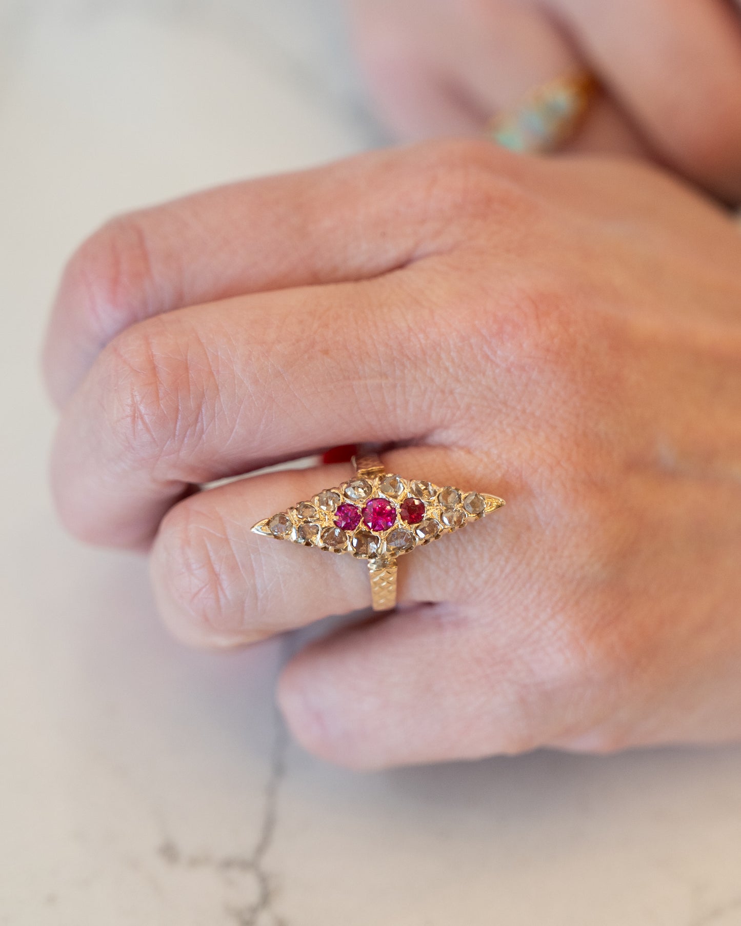 .70 Antique Victorian Ruby & Diamond Ring in 14k