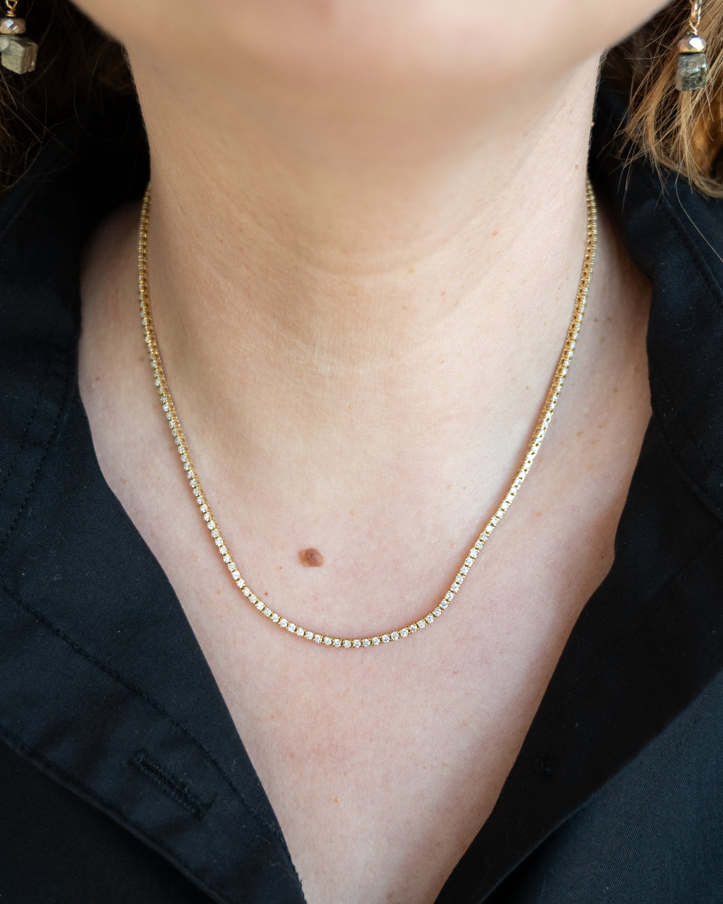 3 Carat Diamond Tennis Necklace in 18k Yellow Gold