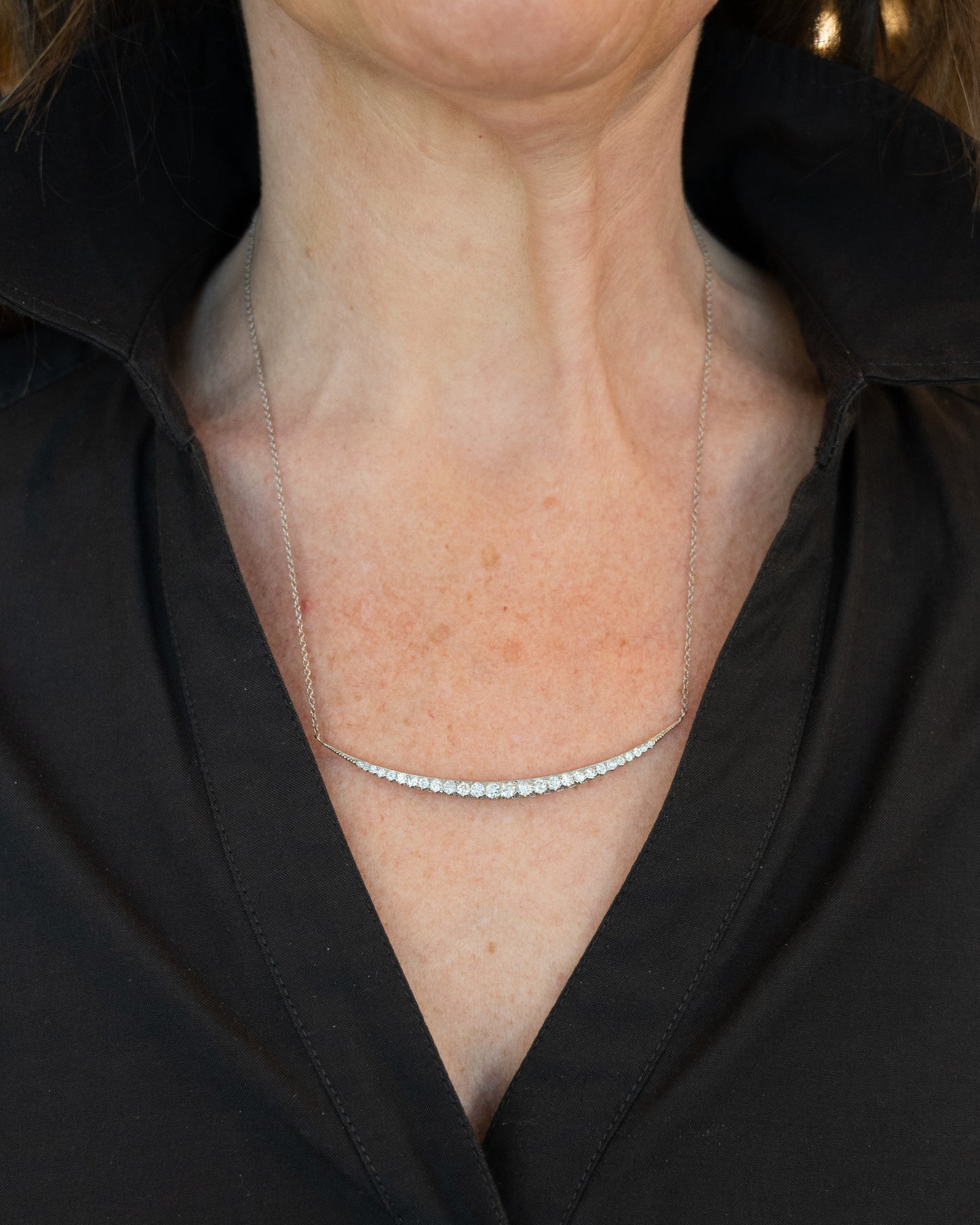 1.38 Antique Art Deco Crescent Pendant Necklace in 14k