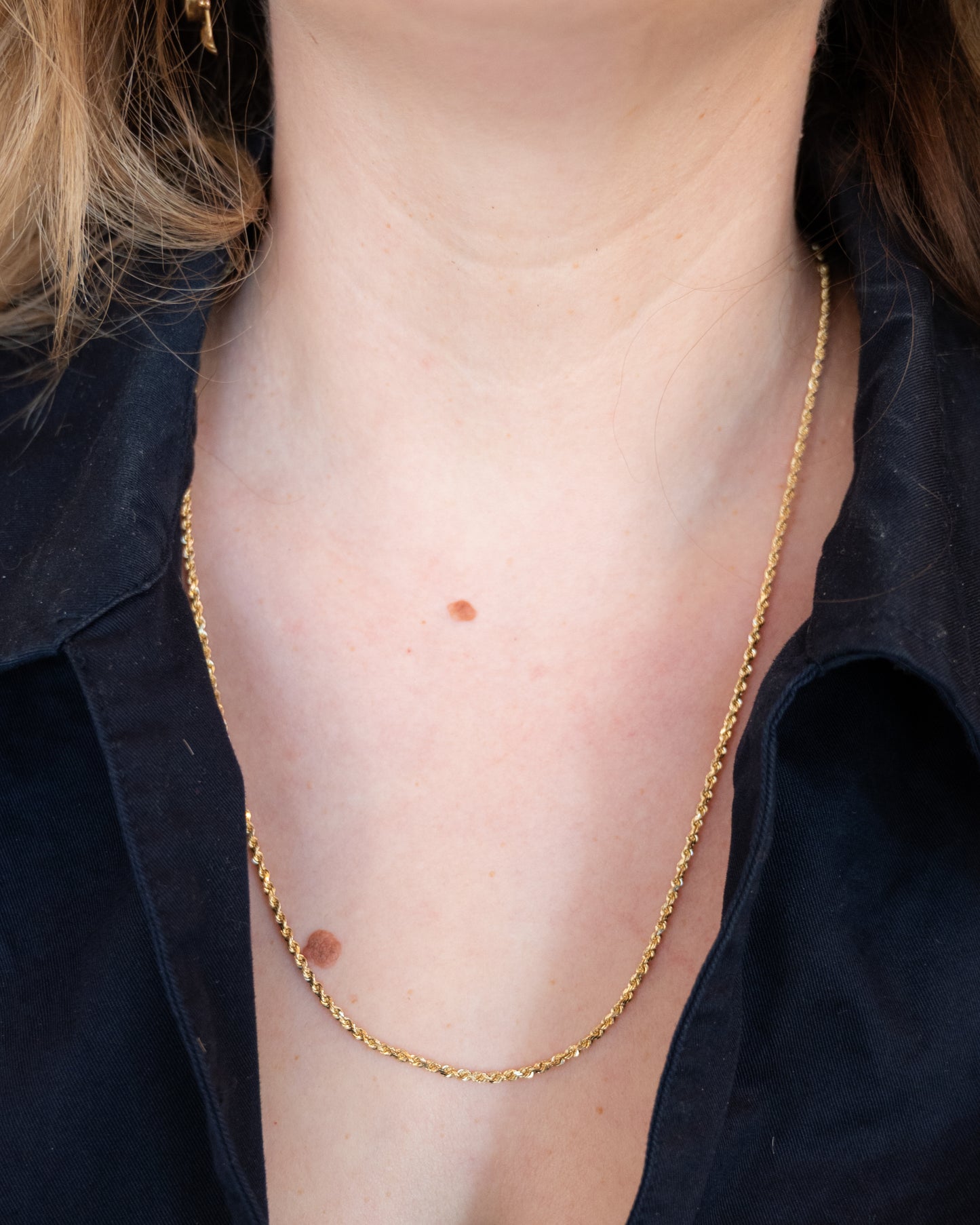 24" Rope Style Chain Necklace in 14k Yellow Gold