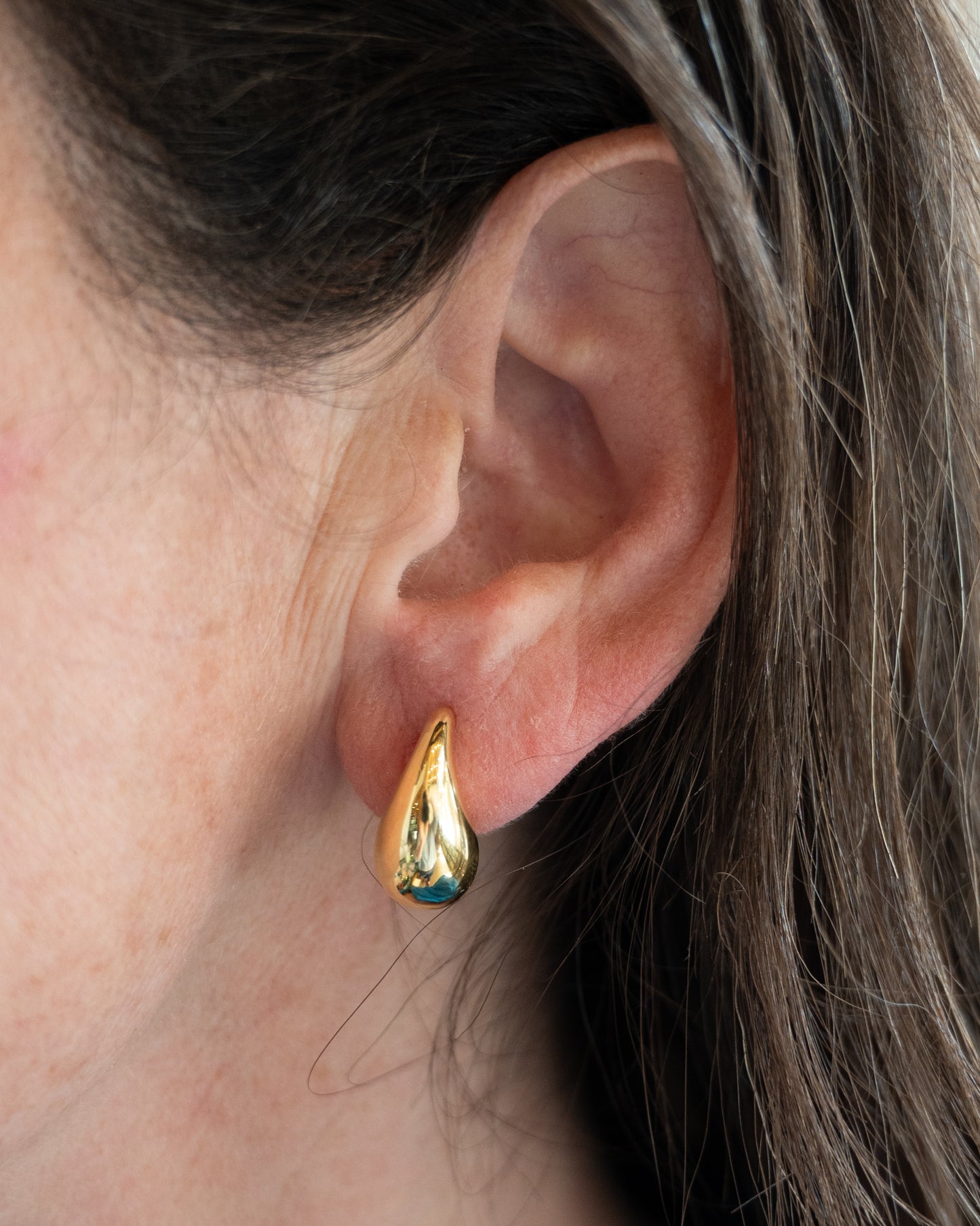 Puffy Raindrop Stud Earrings in 14k Yellow Gold
