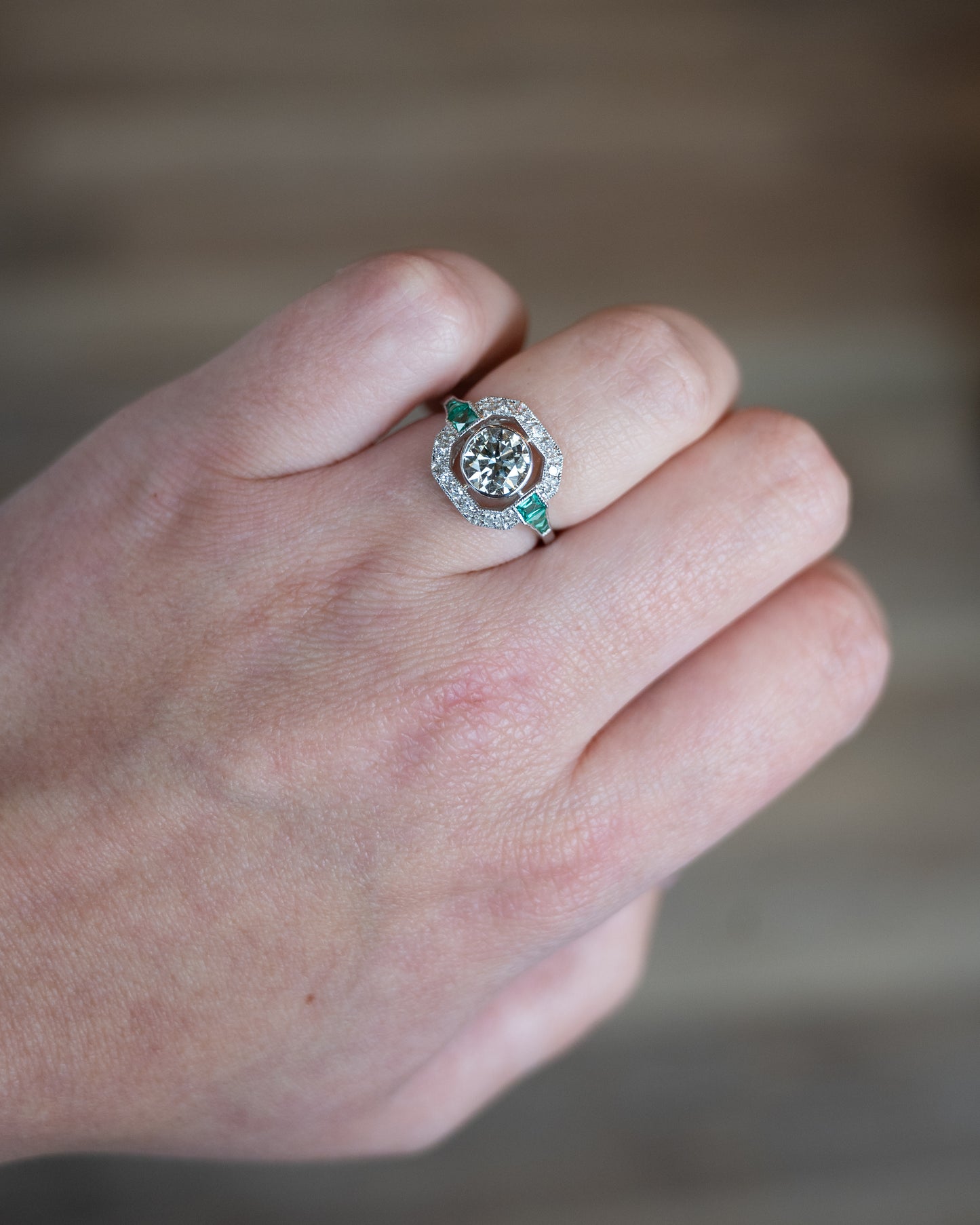 1.51 Vintage Deco Transitional Diamond Engagement Ring 18k