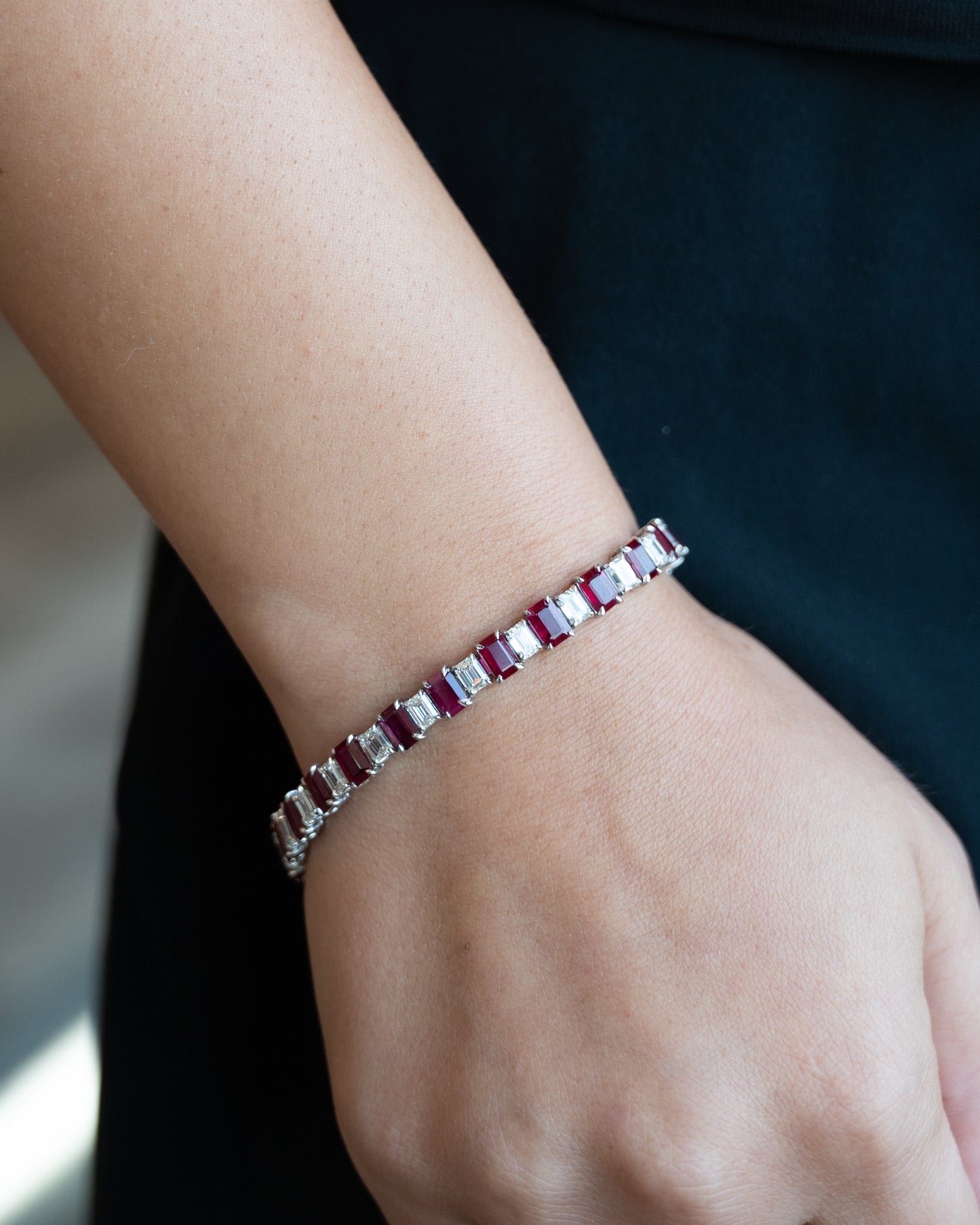 7.23 Ruby & Diamond Bracelet in 18k White Gold